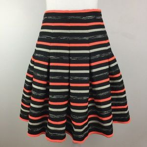 LOFT Black/Multi-color Striped print Skirt
